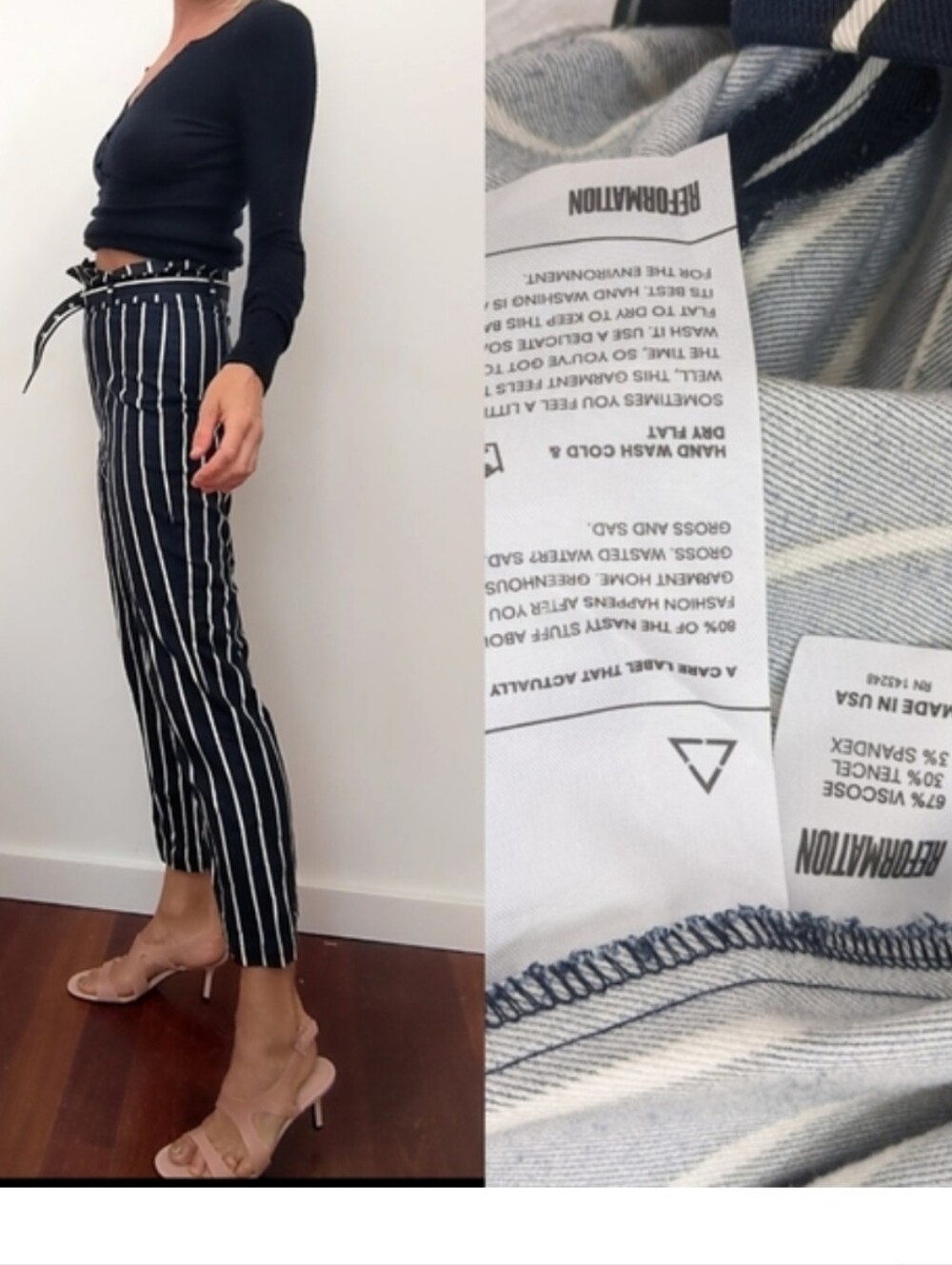 Nwot Reformation Marlon tennis core tomboy navy skinny trouser 4